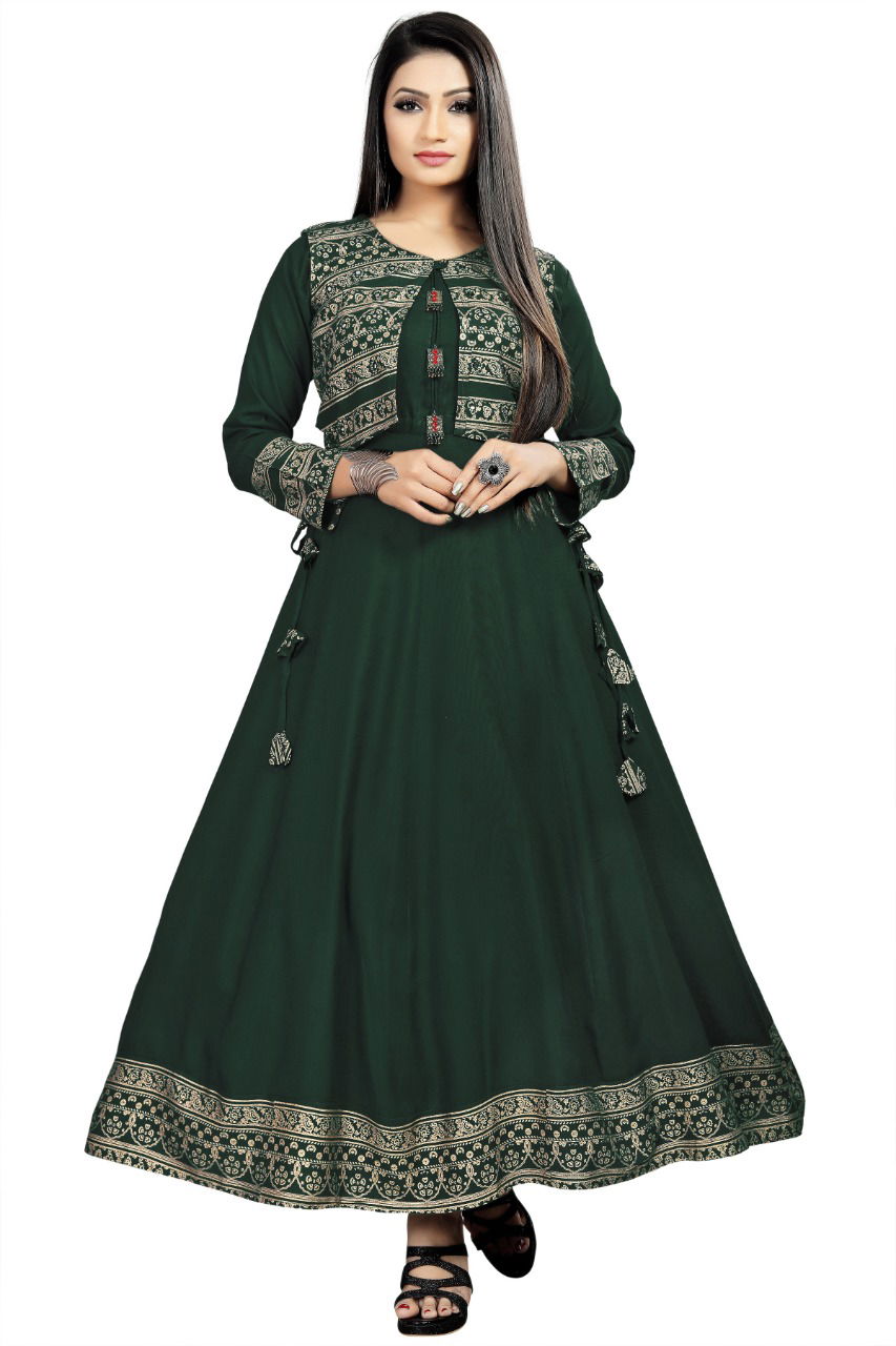 Koti Style 1006 Ethnic Wear Designer Rayon Anarkali Long Kurti Collection
